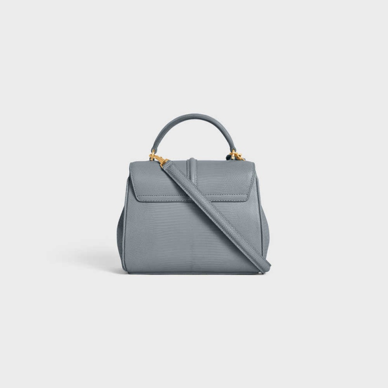 Celine Mini In Lizard 16 Blau Grau | CL-593273