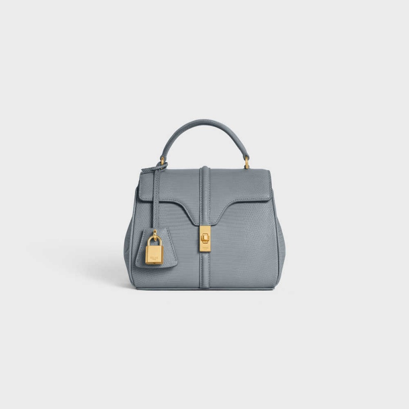 Celine Mini In Lizard 16 Blau Grau | CL-593273