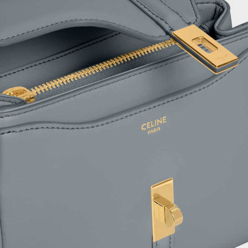 Celine Mini In Satinated Calfskin 16 Blau Grau | CL-593269