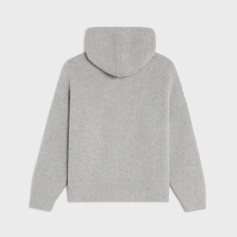 Celine Mit Kapuze In Gerippt Wolle Sweatshirts Hellgrau | CL-592111