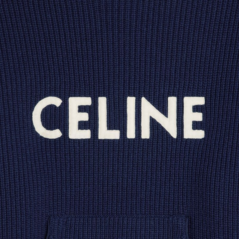 Celine Mit Kapuze In Gerippt Wolle Sweatshirts Navy | CL-592110