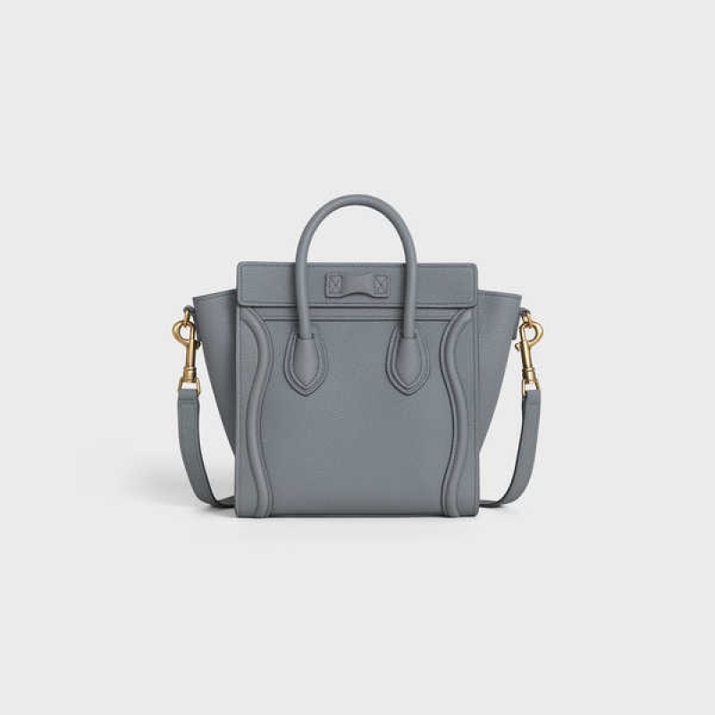 Celine Nano Bag In Baby Drummed Calfskin Luggage Grau | CL-593048