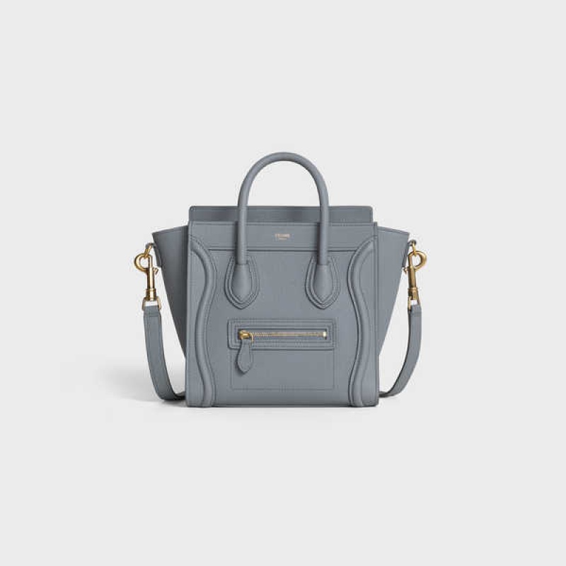 Celine Nano Bag In Baby Drummed Calfskin Luggage Grau | CL-593048