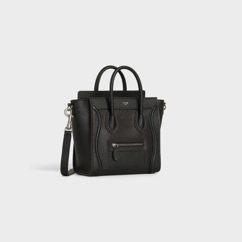 Celine Nano Bag In Drummed Calfskin Luggage Schwarz | CL-593047