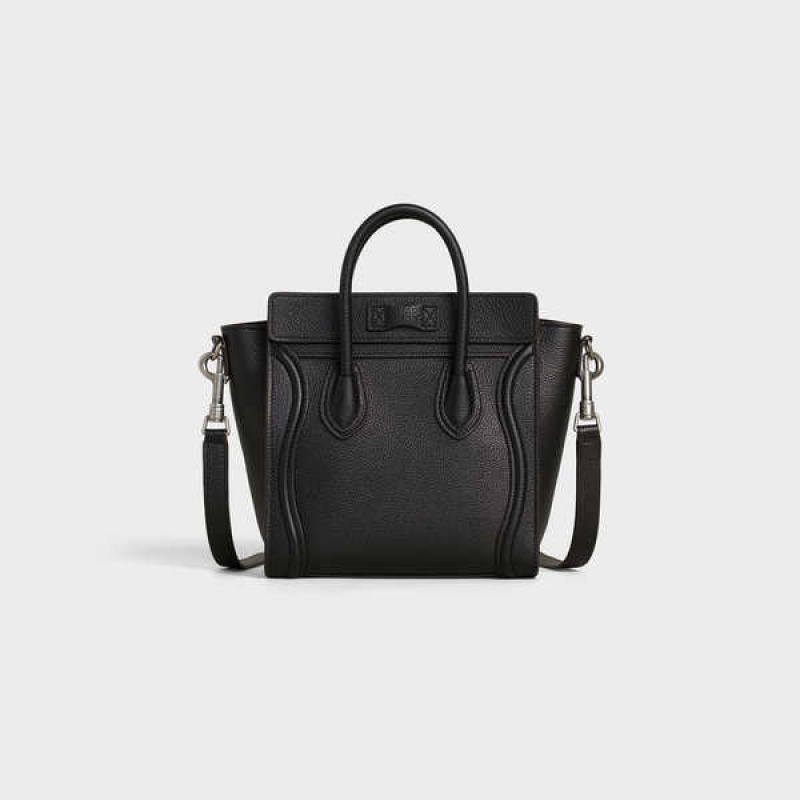 Celine Nano Bag In Drummed Calfskin Luggage Schwarz | CL-593047