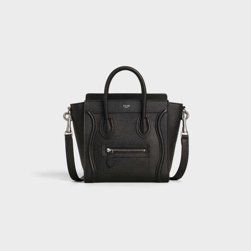 Celine Nano Bag In Drummed Calfskin Luggage Schwarz | CL-593047