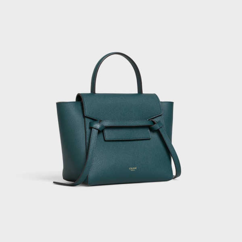 Celine Nano In Grained Calfskin Gürteltasche Türkis | CL-593056