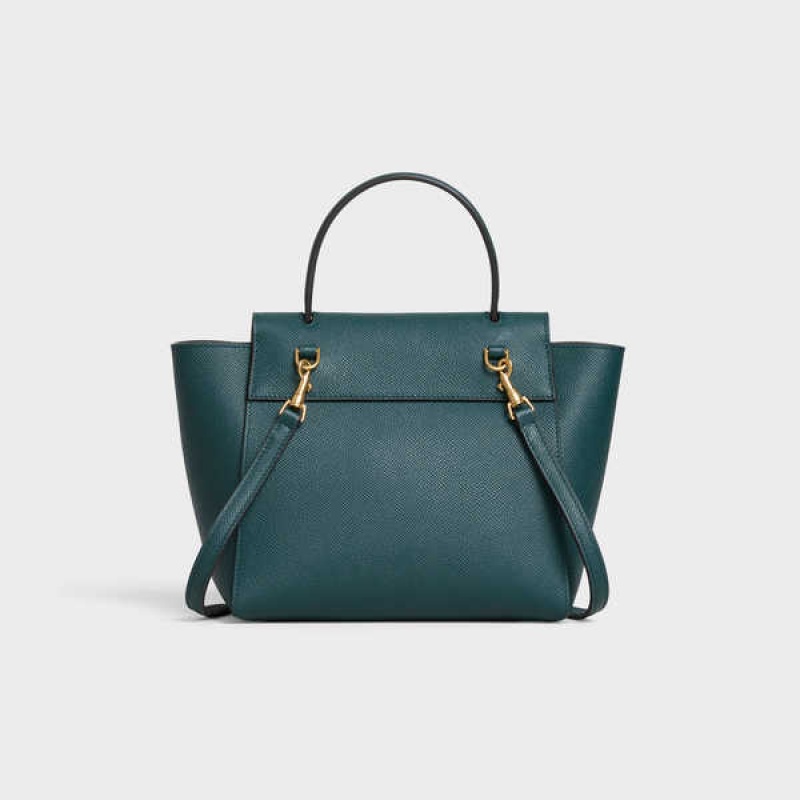 Celine Nano In Grained Calfskin Gürteltasche Türkis | CL-593056