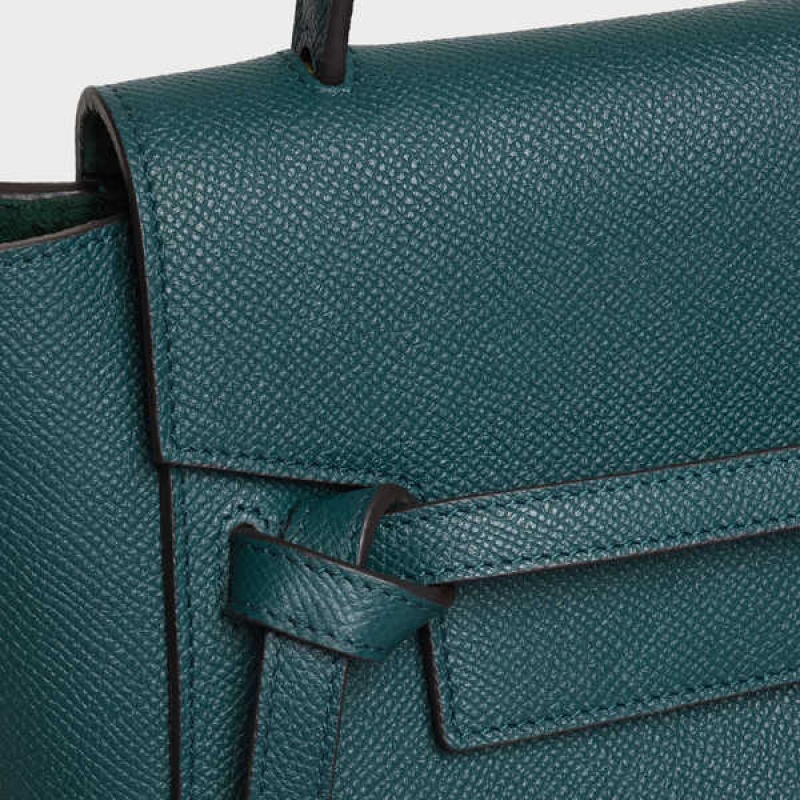 Celine Nano In Grained Calfskin Gürteltasche Türkis | CL-593056