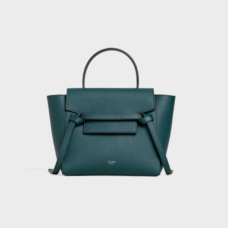 Celine Nano In Grained Calfskin Gürteltasche Türkis | CL-593056