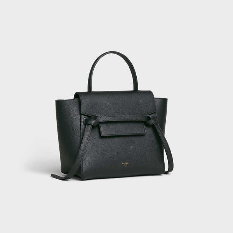 Celine Nano In Grained Calfskin Gürteltasche Schwarz | CL-593055