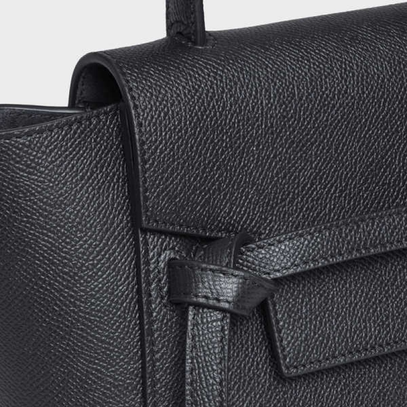 Celine Nano In Grained Calfskin Gürteltasche Schwarz | CL-593055