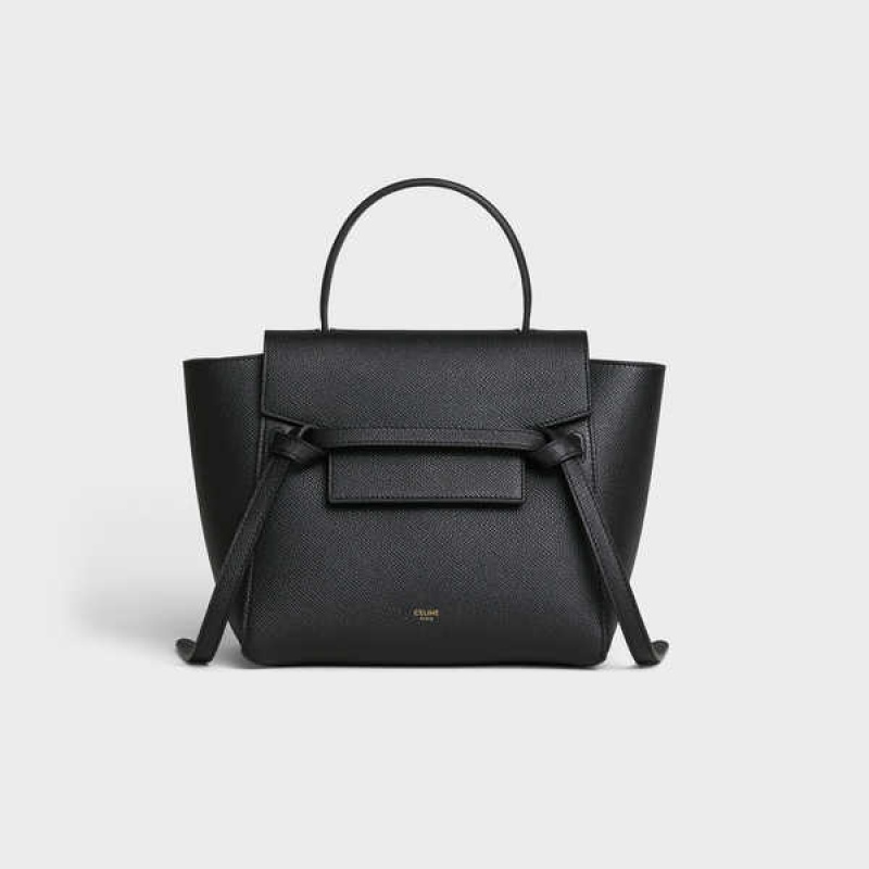 Celine Nano In Grained Calfskin Gürteltasche Schwarz | CL-593055