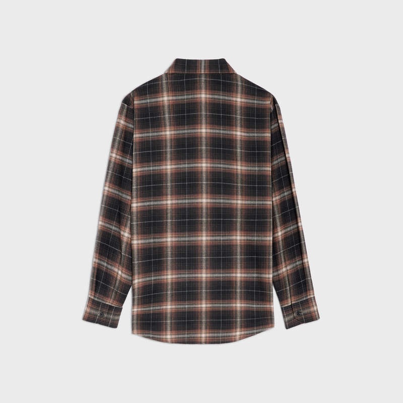 Celine Oversized In Baumwoll Checks Hemd Braun | CL-592156