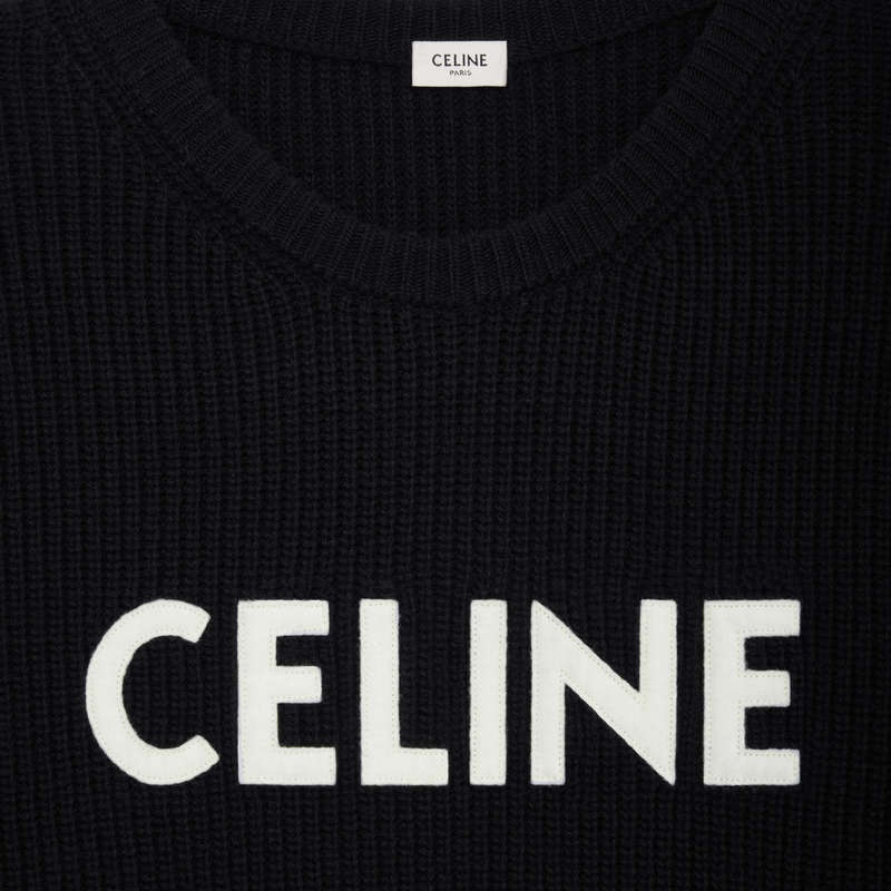 Celine Oversized In Gerippt Wolle Strickwaren Schwarz | CL-592101