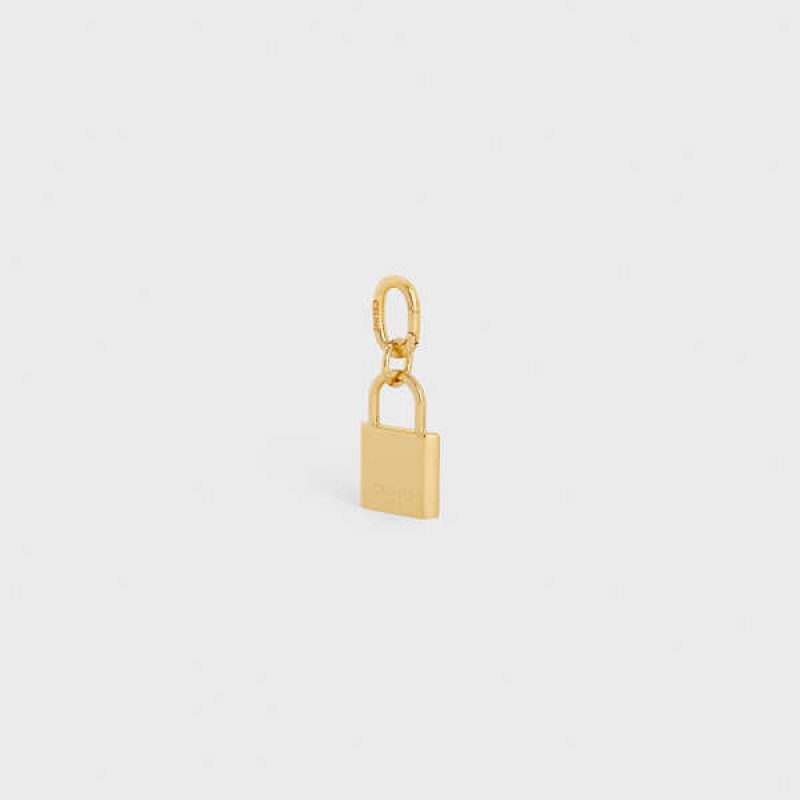 Celine Padlock Charm In Brass Kleine Lederwaren Gold | CL-592921