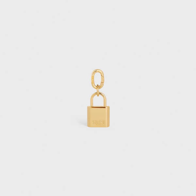 Celine Padlock Charm In Brass Kleine Lederwaren Gold | CL-592921