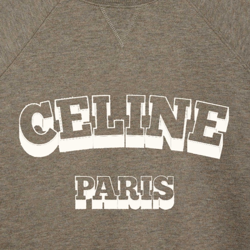 Celine Paris 70 S In Baumwoll And Cashmere Sweatshirts Hellbraun Weiß | CL-592800