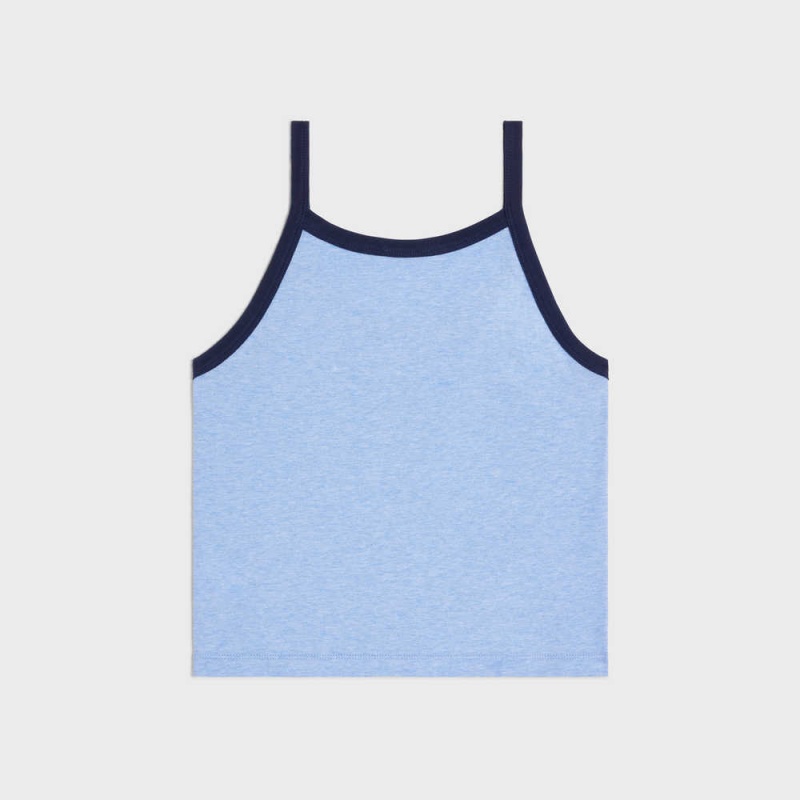 Celine Paris Tank In Baumwoll Jersey Sweatshirts Blau Navy | CL-592796