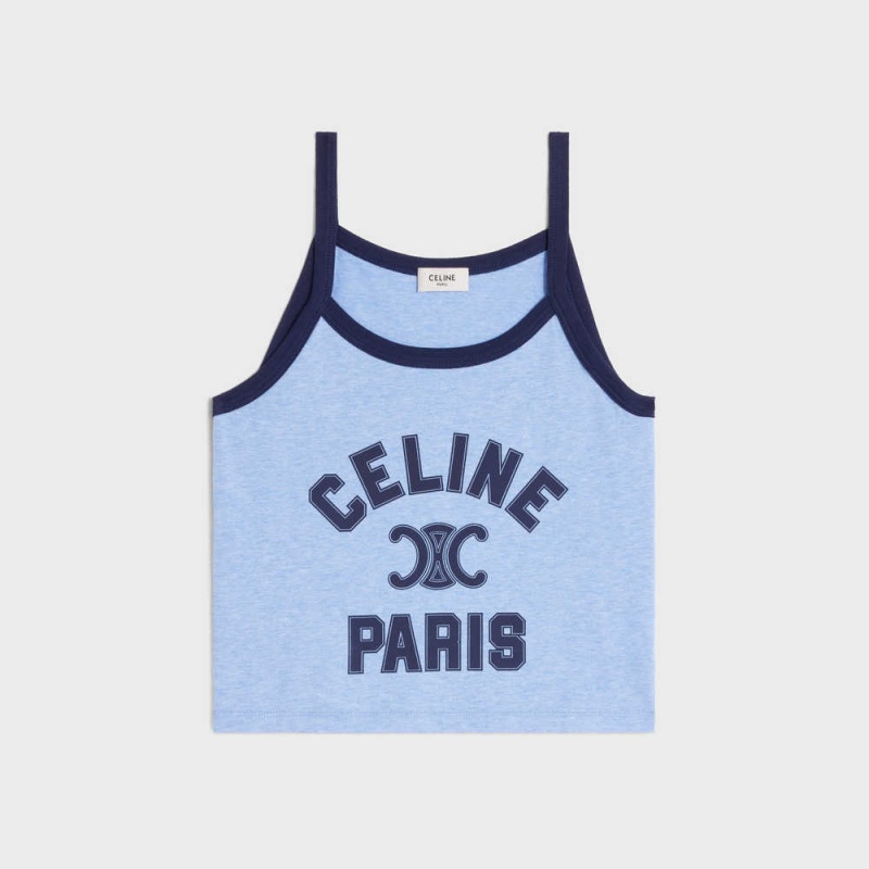 Celine Paris Tank In Baumwoll Jersey Sweatshirts Blau Navy | CL-592796