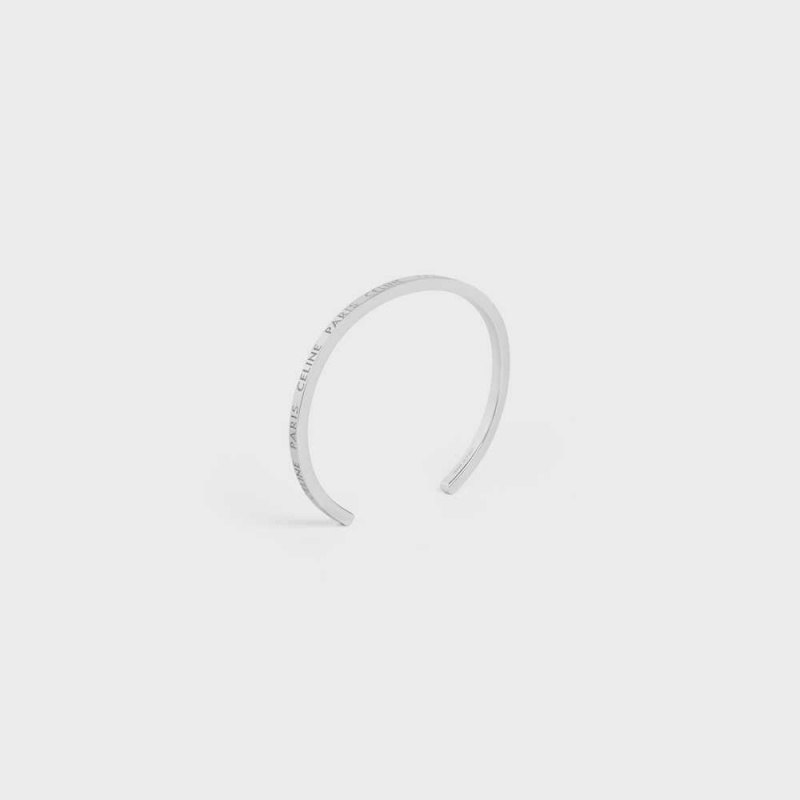 Celine Paris Thin Cuff In Brass With Rhodium Finish Armbänder Silber | CL-592216