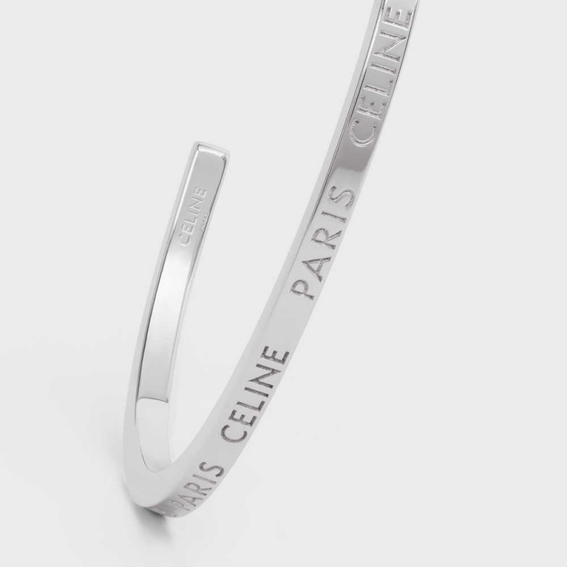 Celine Paris Thin Cuff In Brass With Rhodium Finish Armbänder Silber | CL-592216