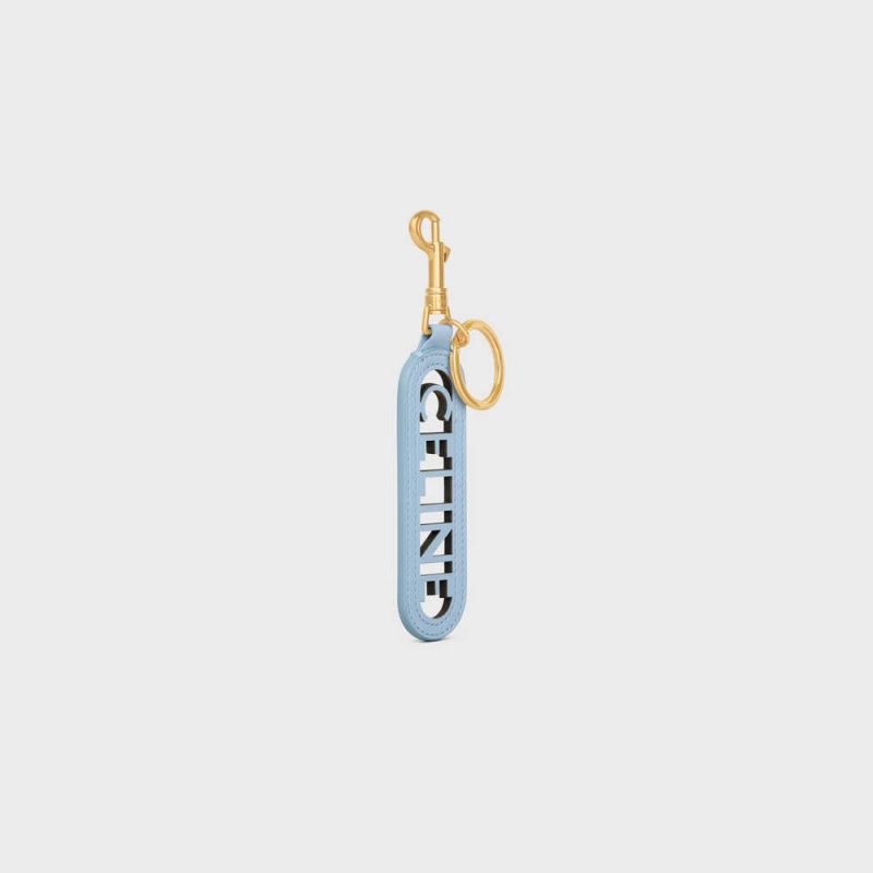 Celine Perforated Keyring Charm In Smooth Calfskin Kleine Lederwaren Blau | CL-592900