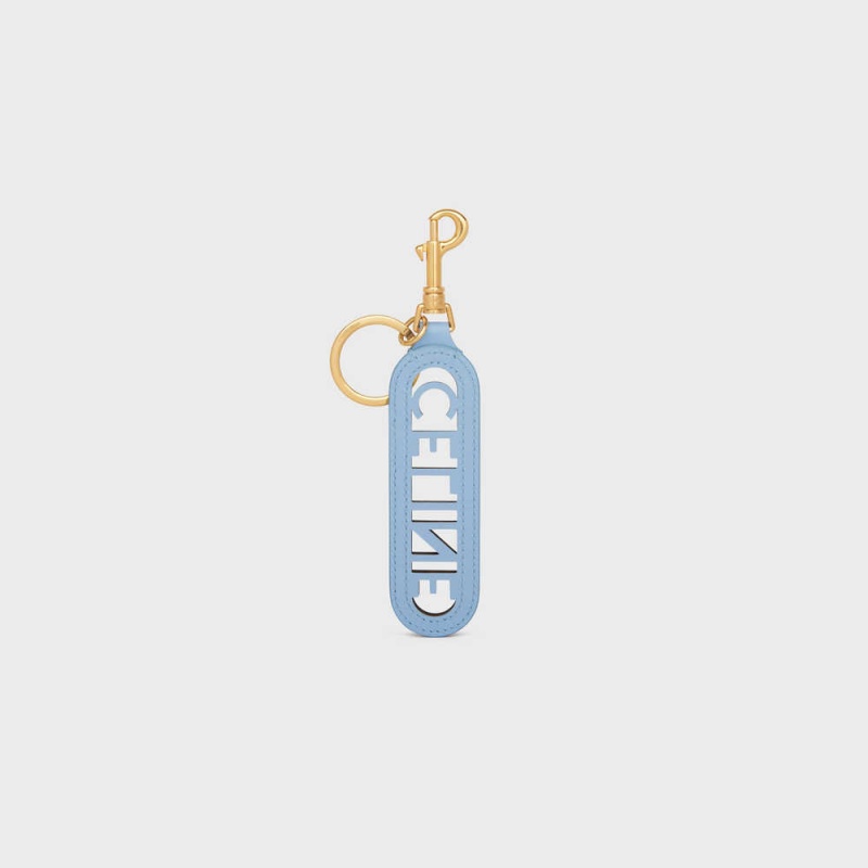 Celine Perforated Keyring Charm In Smooth Calfskin Kleine Lederwaren Blau | CL-592900