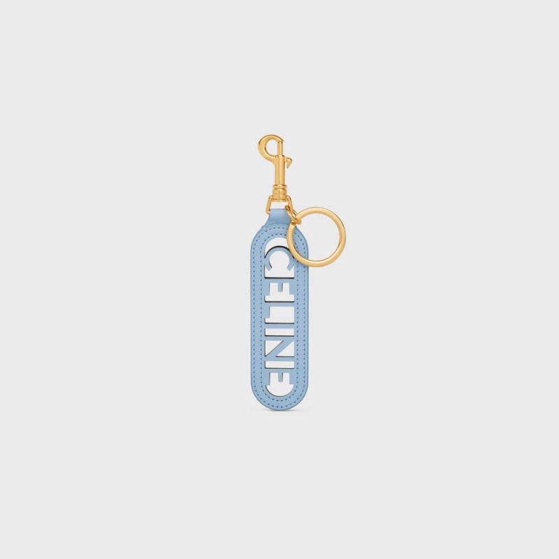 Celine Perforated Keyring Charm In Smooth Calfskin Kleine Lederwaren Blau | CL-592900