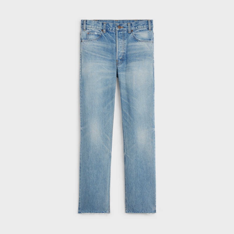 Celine Polly Jeans In Steel Blue Wash Denim Hose Grau Blau Waschen | CL-592711