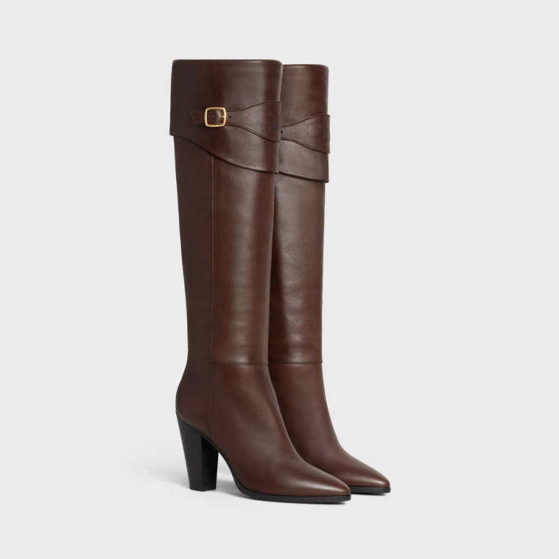 Celine Reiten With Triomphe Wiltern In Calfskin Stiefel Braun | CL-592516