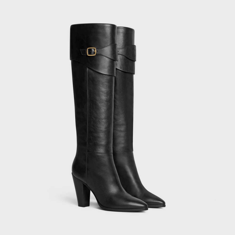 Celine Reiten With Triomphe Wiltern In Calfskin Stiefel Schwarz | CL-592515