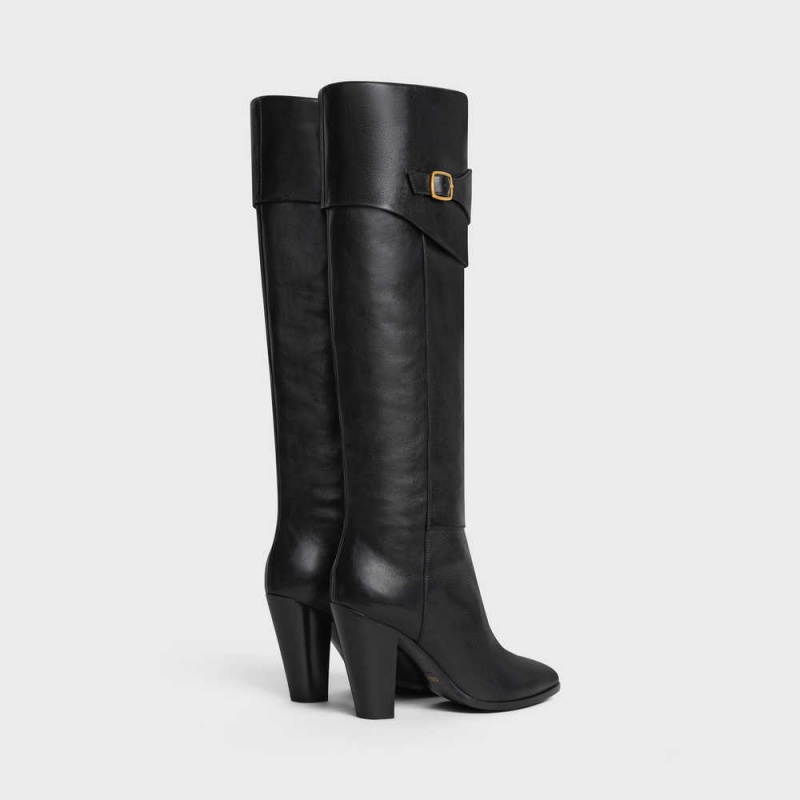 Celine Reiten With Triomphe Wiltern In Calfskin Stiefel Schwarz | CL-592515