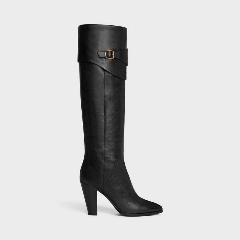 Celine Reiten With Triomphe Wiltern In Calfskin Stiefel Schwarz | CL-592515