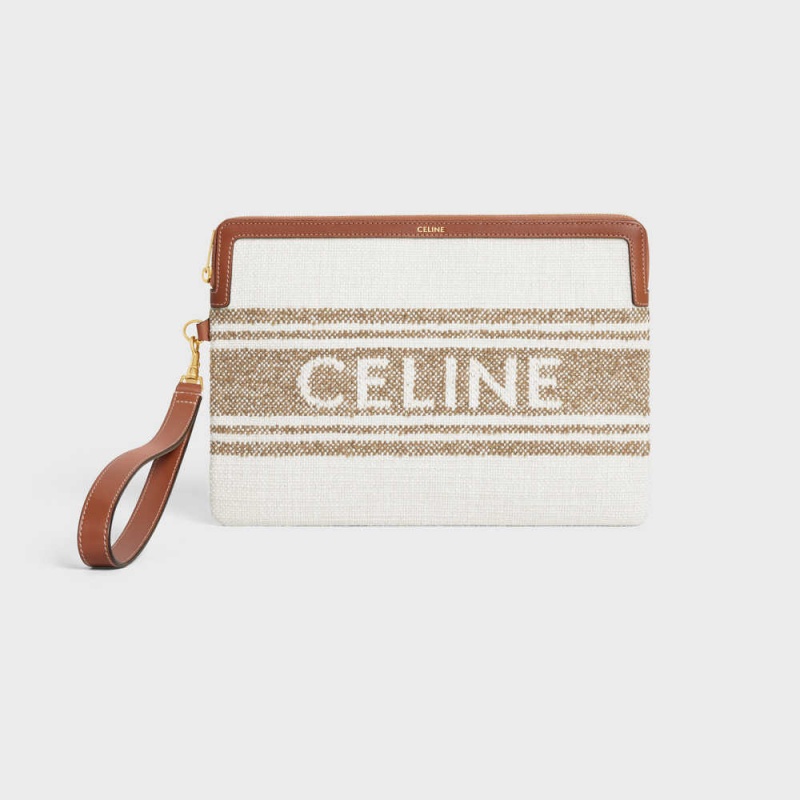 Celine Riemen In Gestreift Textil With Celine Jacquard Beuteltasche Braun Braun | CL-592887