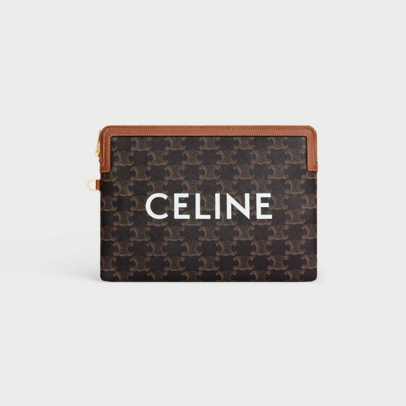 Celine Riemen In Triomphe Canvas And Beuteltasche Braun | CL-592888