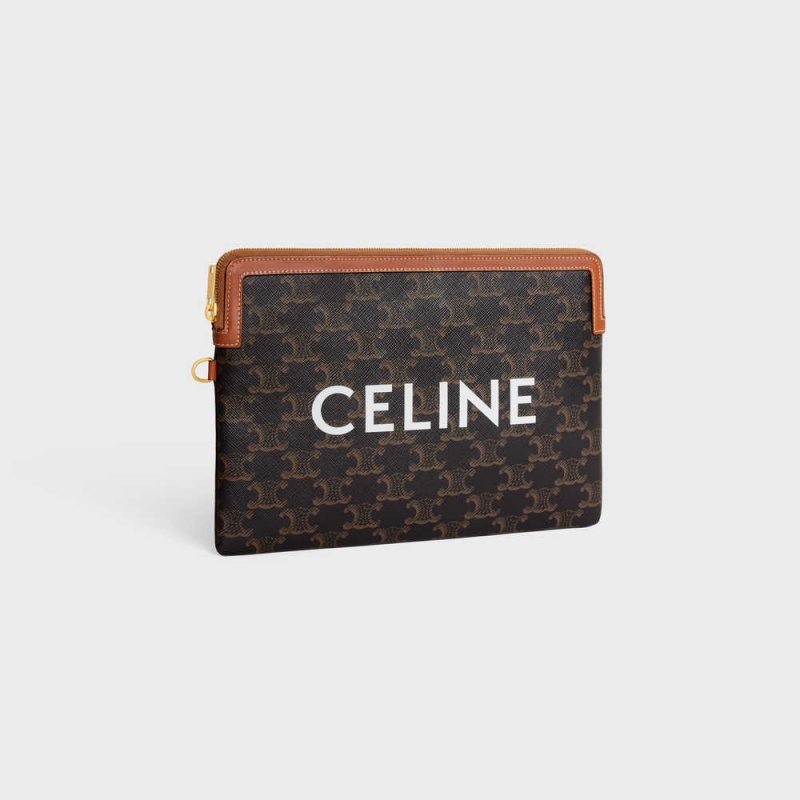 Celine Riemen In Triomphe Canvas And Beuteltasche Braun | CL-592888