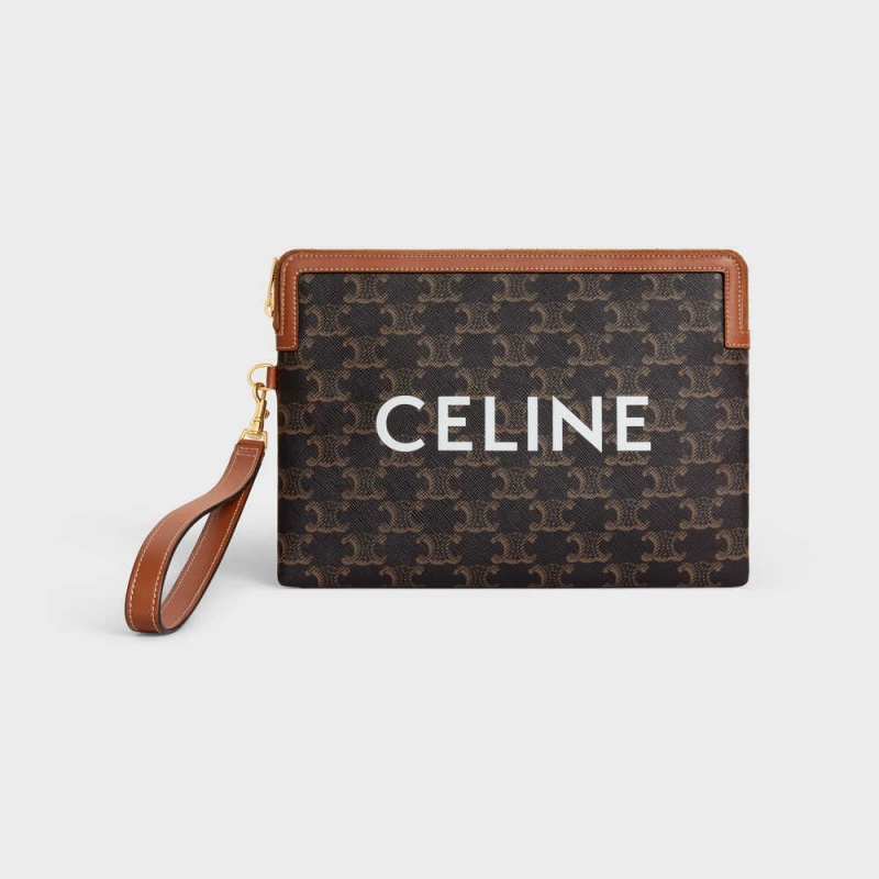 Celine Riemen In Triomphe Canvas And Beuteltasche Braun | CL-592888