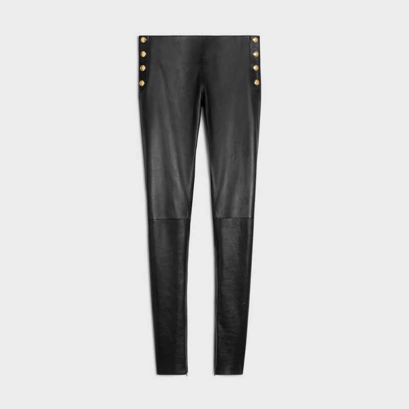 Celine Schlank Jeans In Plongé Leather Schwarz | CL-592608