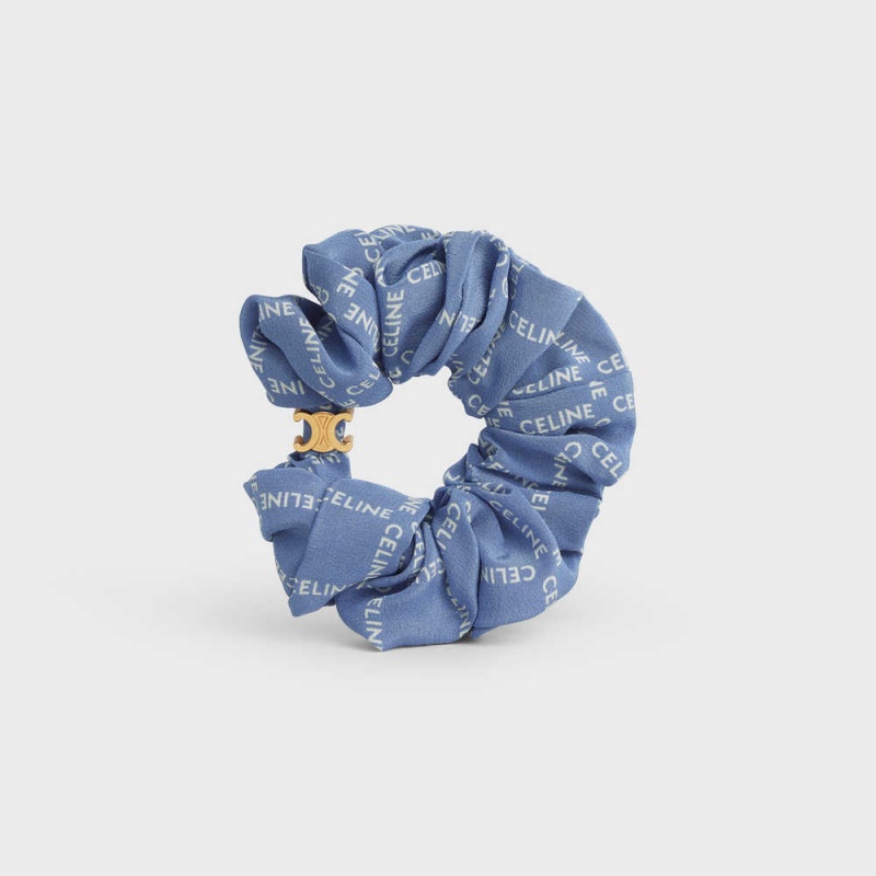 Celine Scrunchy Square In Brass With Gold Finish And Blue Silk Haarschmuck Gold Blau | CL-592329