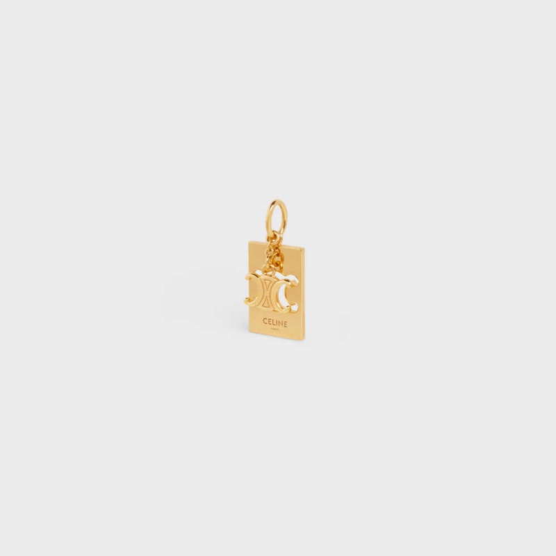 Celine Separables Triomphe Interlocked Pendant In Brass With Gold Finish Ketten Gold | CL-592261