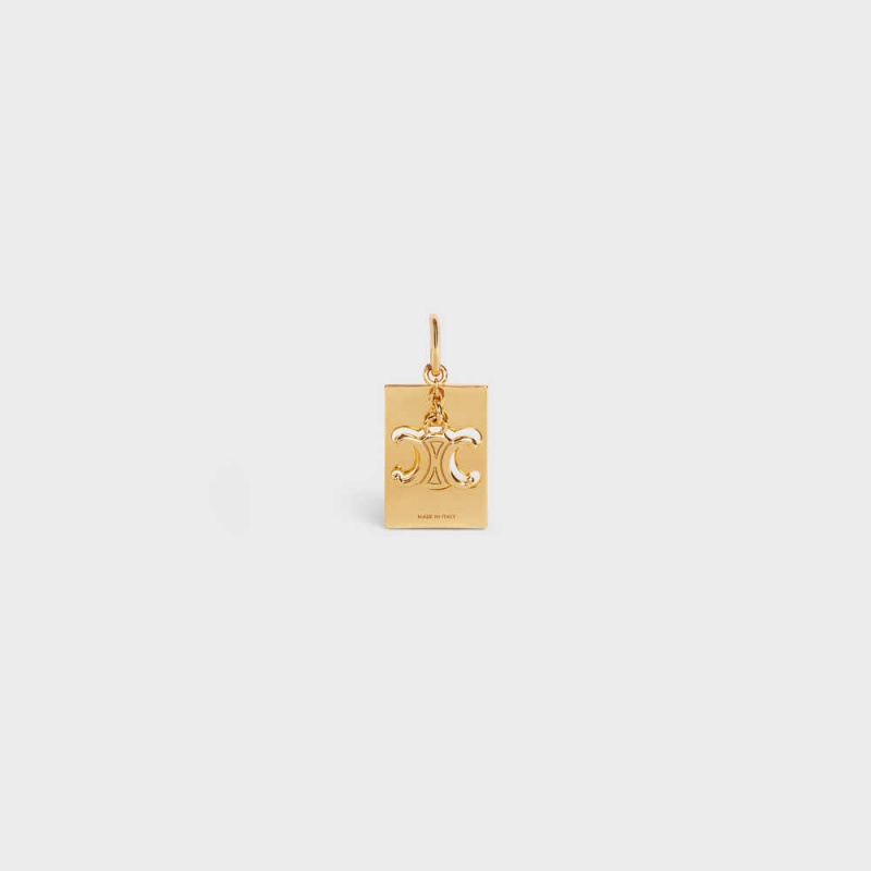 Celine Separables Triomphe Interlocked Pendant In Brass With Gold Finish Ketten Gold | CL-592261