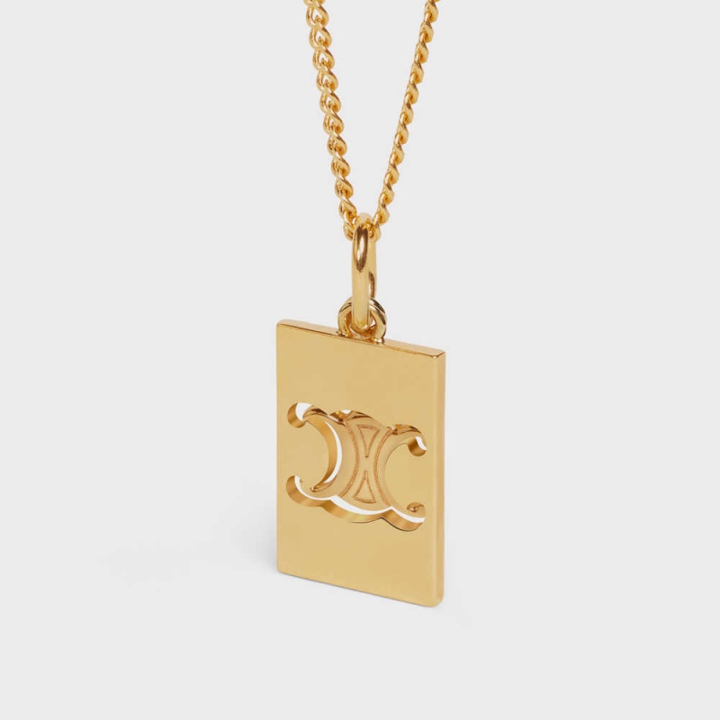 Celine Separables Triomphe Interlocked Pendant In Brass With Gold Finish Ketten Gold | CL-592261