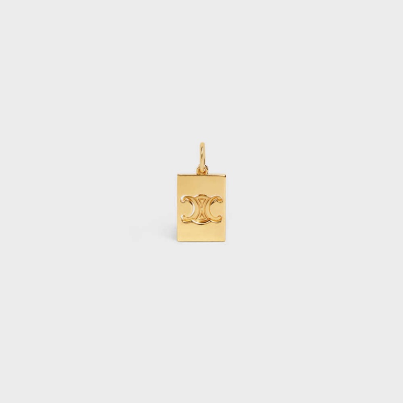 Celine Separables Triomphe Interlocked Pendant In Brass With Gold Finish Ketten Gold | CL-592261