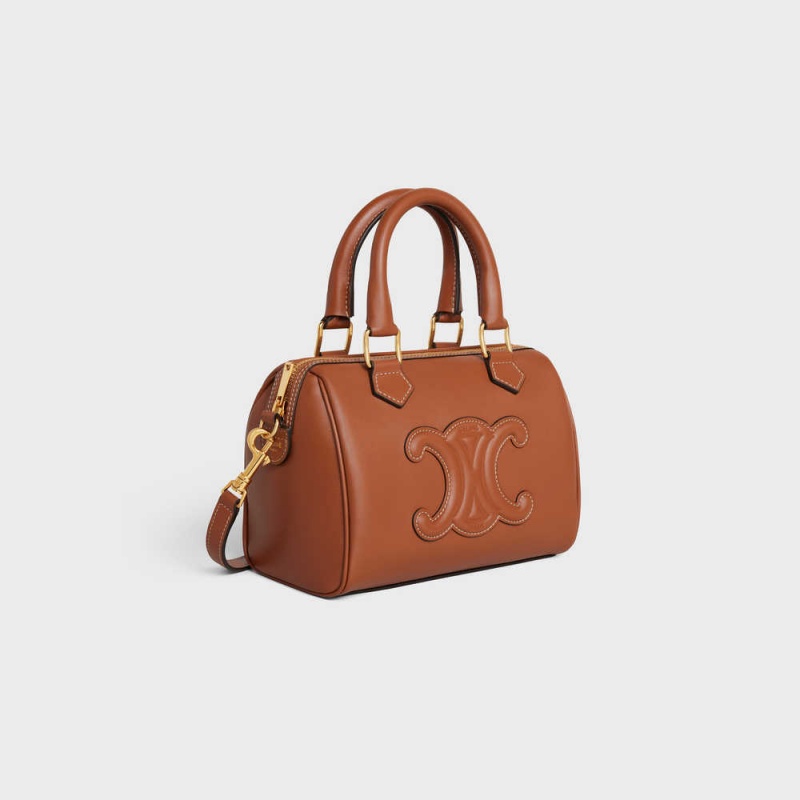 Celine Small Boston In Smooth Calfskin Cuir Triomphe Braun | CL-593149