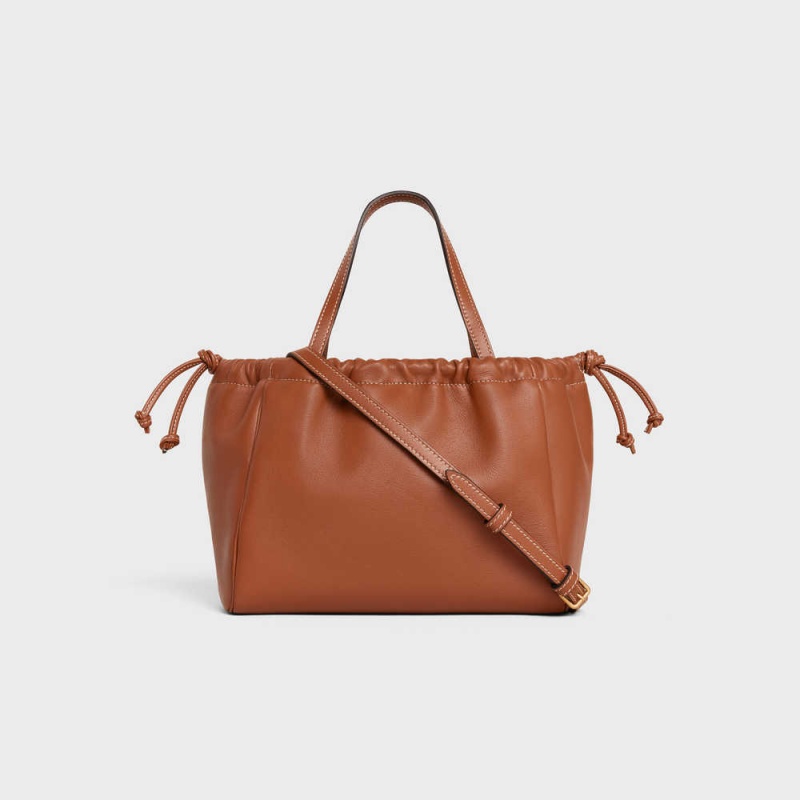 Celine Small Cabas Drawstring In Smooth Calfskin Cuir Triomphe Braun | CL-593155