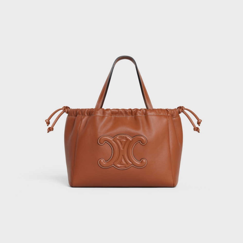 Celine Small Cabas Drawstring In Smooth Calfskin Cuir Triomphe Braun | CL-593155