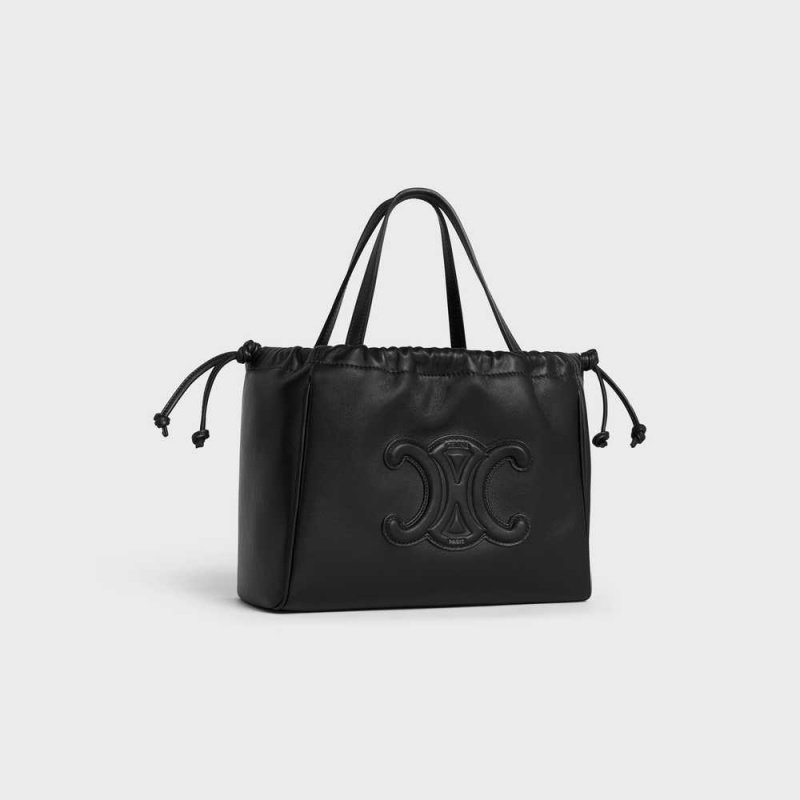 Celine Small Cabas Drawstring In Smooth Calfskin Cuir Triomphe Schwarz | CL-593154