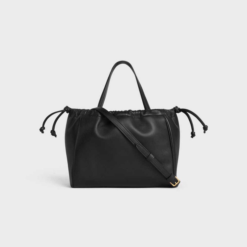 Celine Small Cabas Drawstring In Smooth Calfskin Cuir Triomphe Schwarz | CL-593154