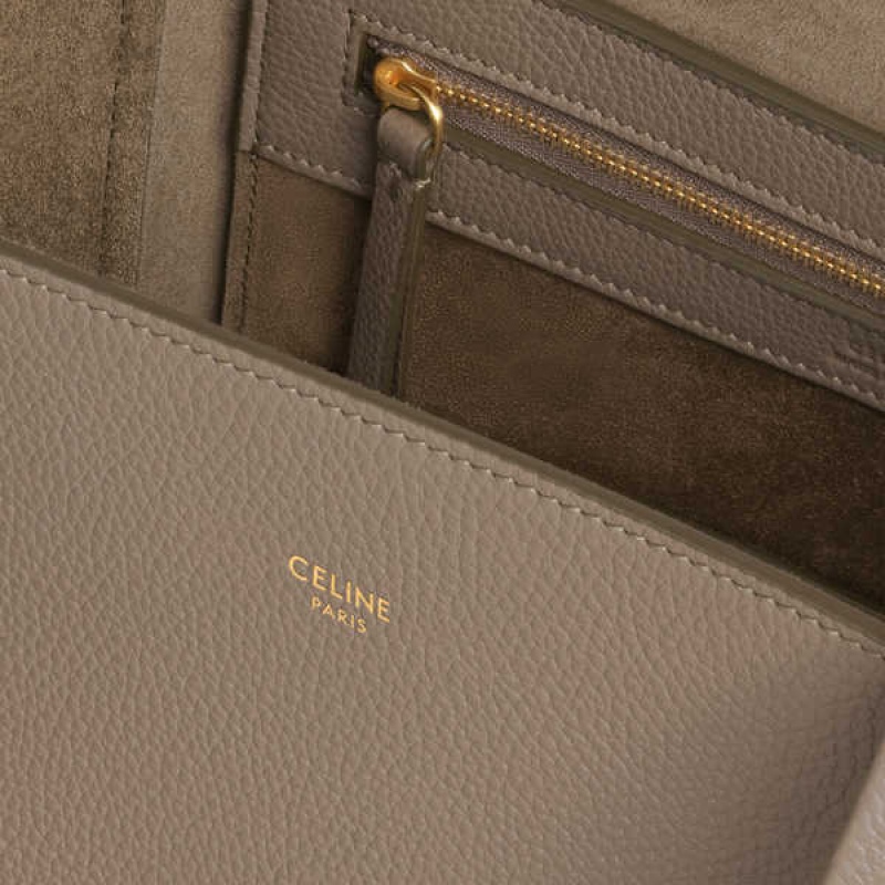 Celine Small Phantom In Soft Grained Calfskin Cabas Grau Braun | CL-593093